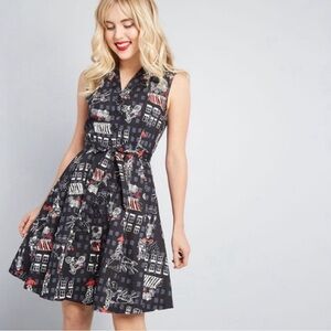 ModCloth large community brunch printed shirt dress
